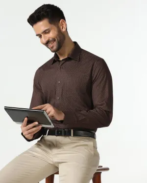 Linen blend Brown Textured Shirt - Roster