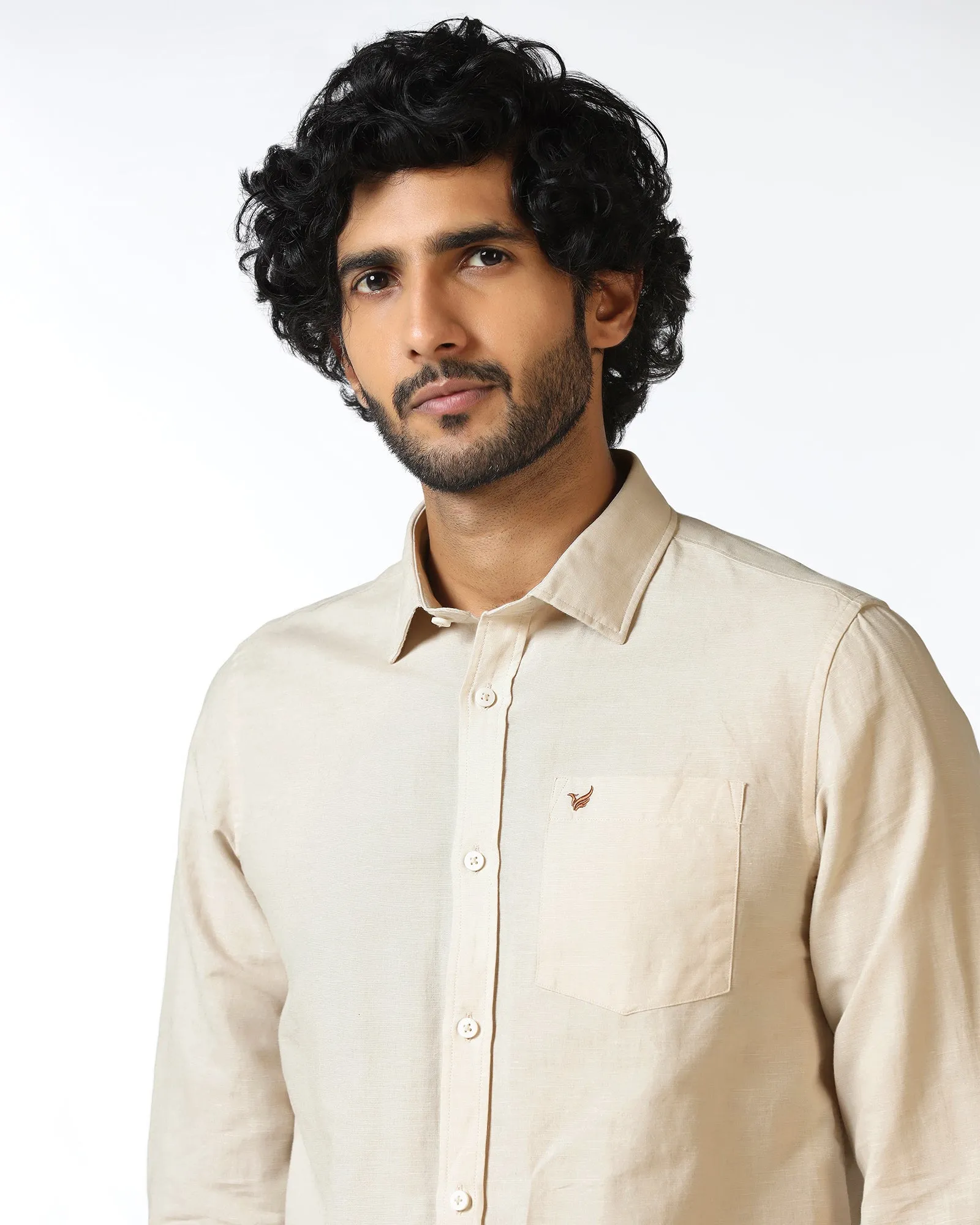 Natural Linen Solid Shirt - Salmon Comfort Fit