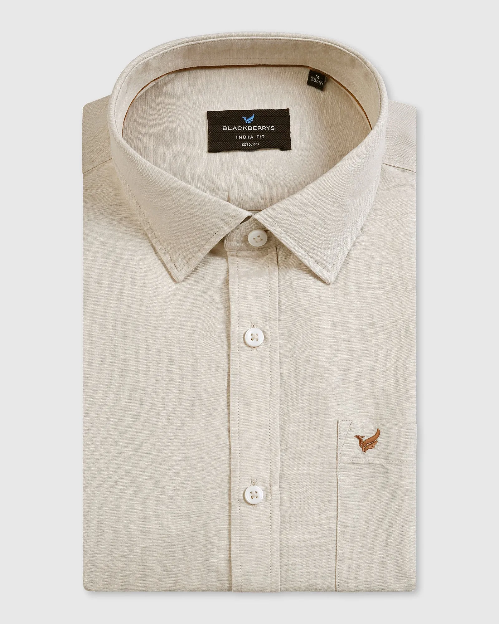 Holiday Special Long Sleeve Natural Linen Solid Shirt - Salmon