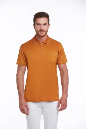 Golf Apparel Summer Staple Regular Fit Orange Basic Cotton Polo T-Shirt