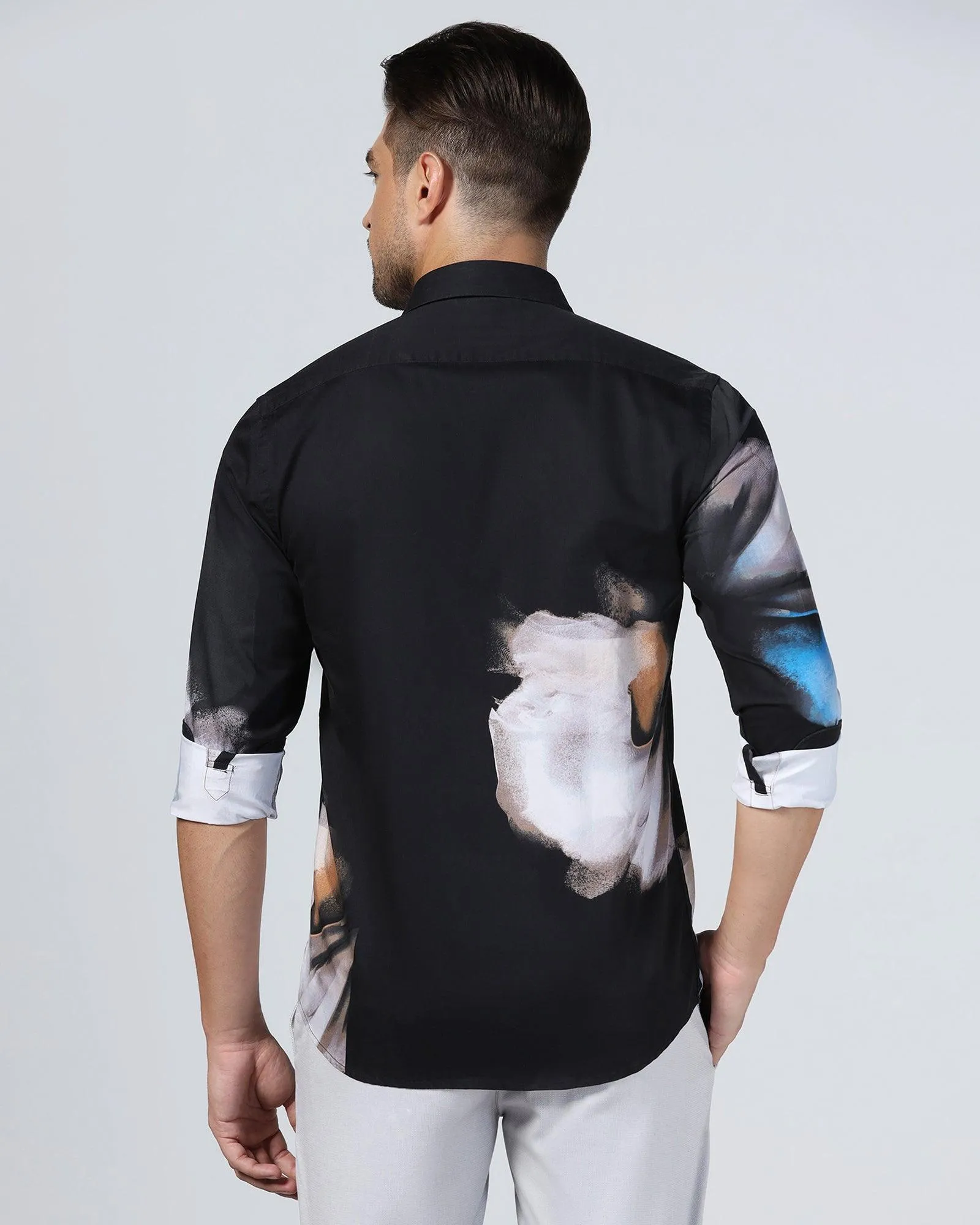 Athleisure Trend Casual Black Printed Shirt - Santo