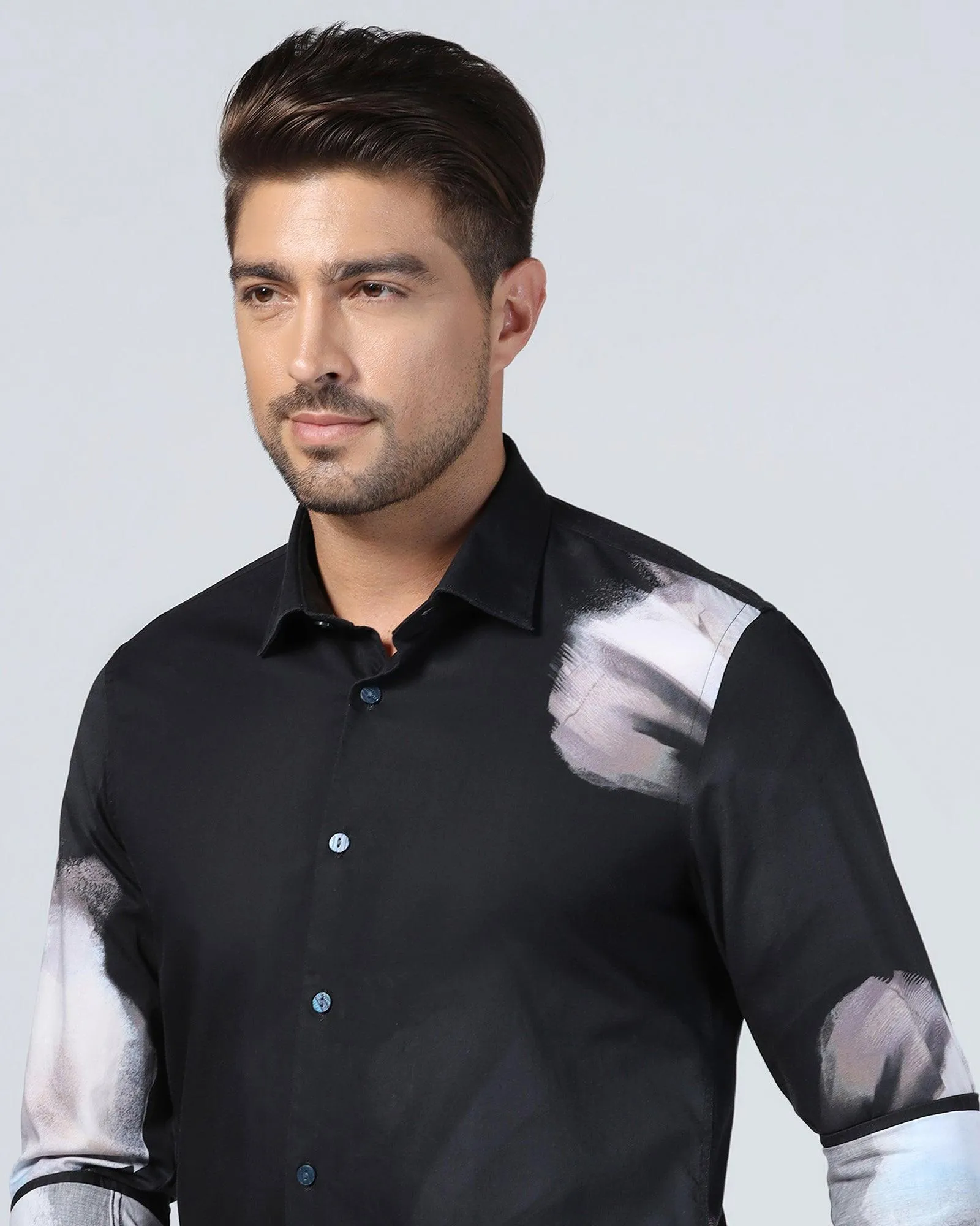 Casual Wear Casual Black Printed Shirt - Santo
