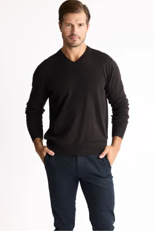 Merino V-neck - Espresso Adjustable Hem
