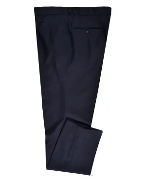 Seamless Waistband Structured Hemline Drago: Super 130s  - Navy Herringbone