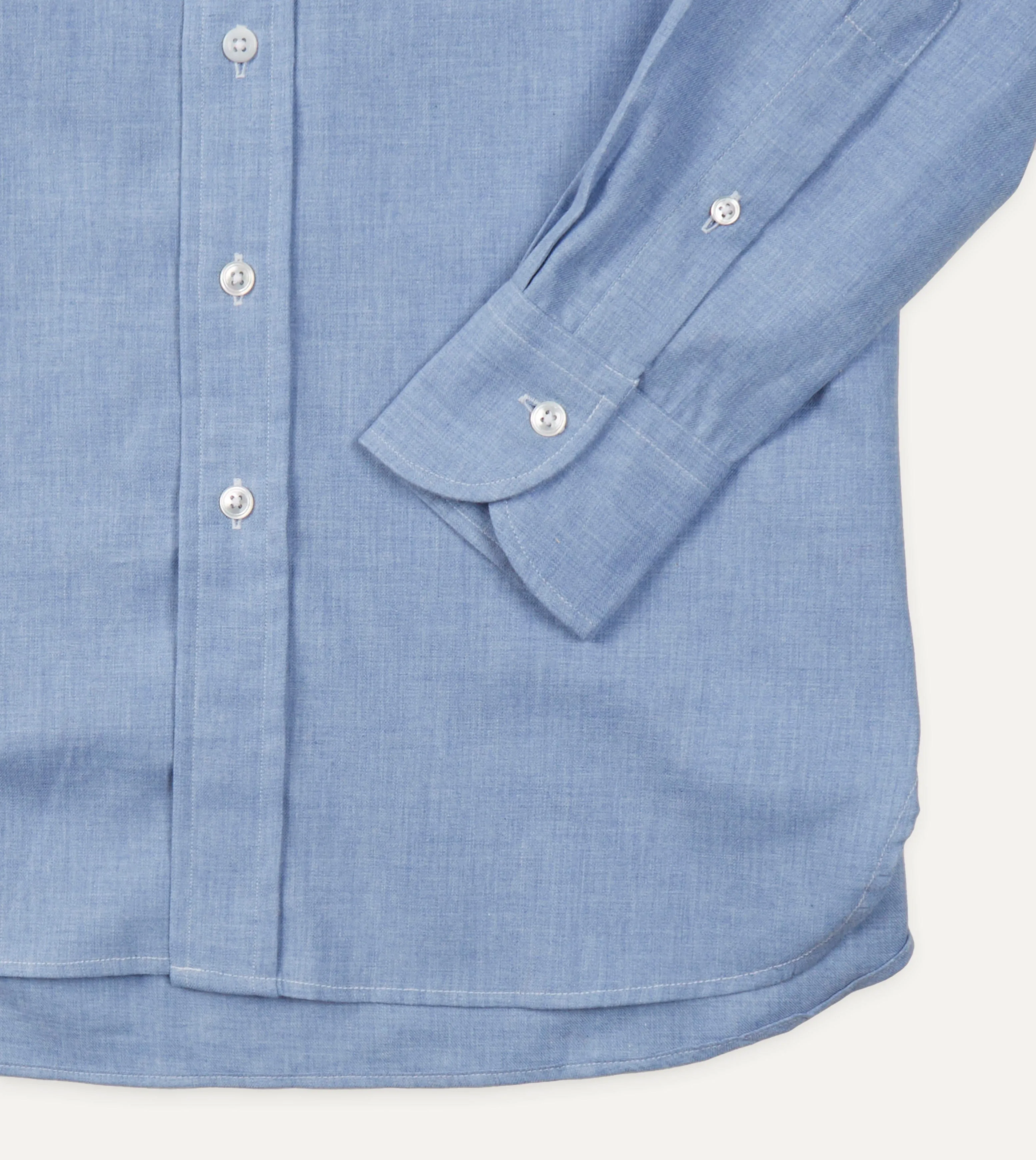 Light Blue Brushed Cotton Button-Down Shirt Smooth Zipper Design Coastal Vibes