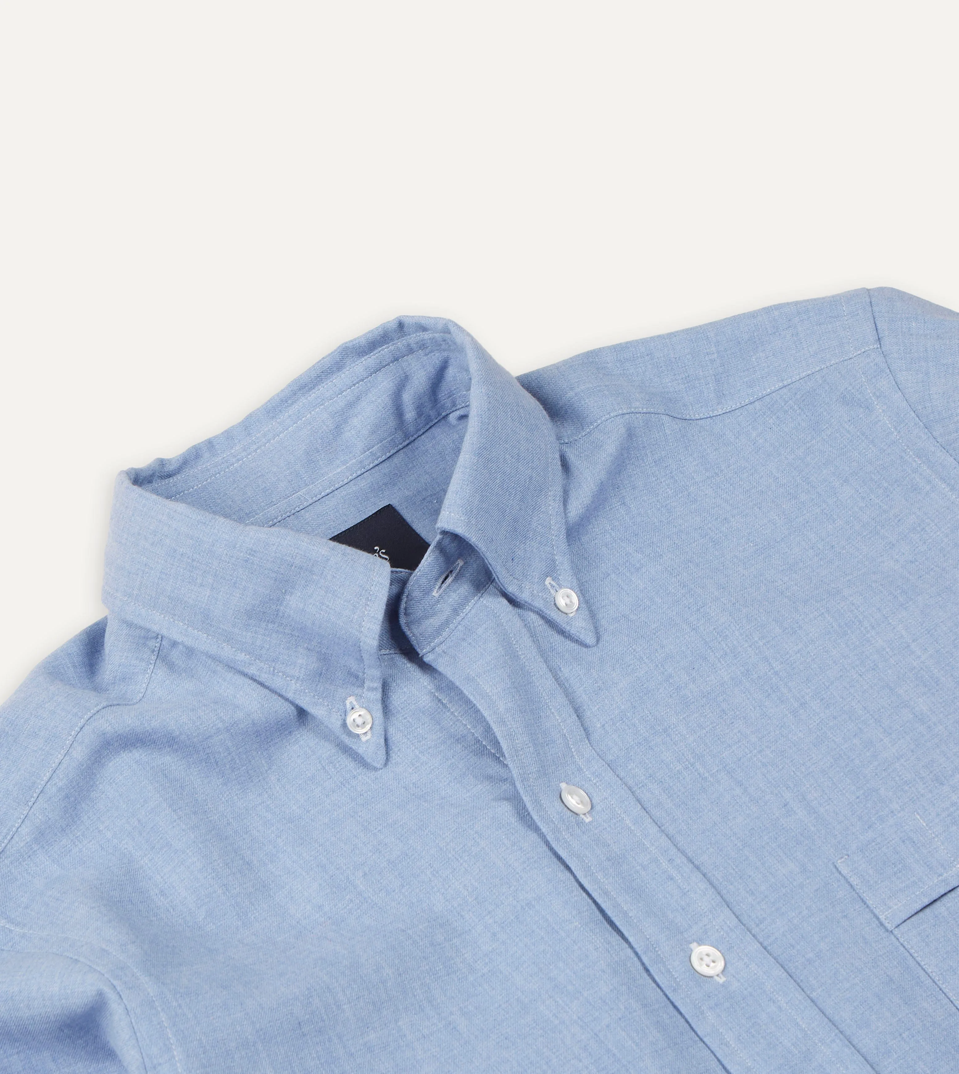 Non Irritating Seams Holiday Gift Light Blue Brushed Cotton Button-Down Shirt