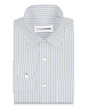 Cotton Linen: Black Blue Alternate stripes On White AdaptiveFit Thermal Insulation