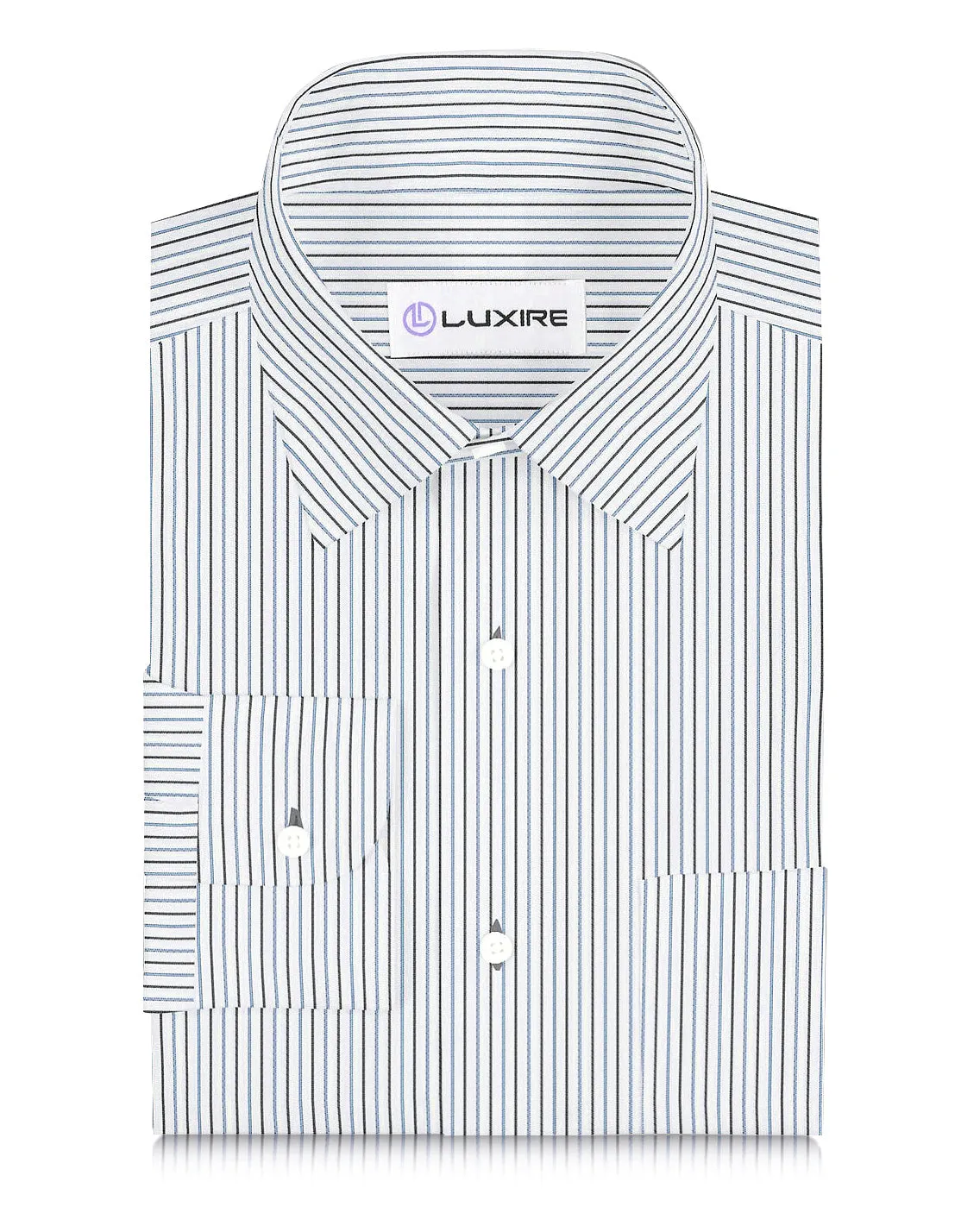 Cotton Linen: Black Blue Alternate stripes On White AdaptiveFit Thermal Insulation