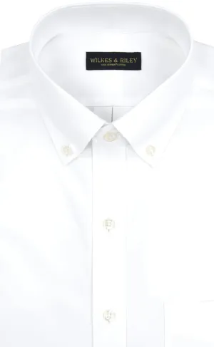 Sustainable Material Wilkes & Riley Classic Fit Button-Down Collar All Cotton Non-Iron Pinpoint Oxford Dress Shirt in White