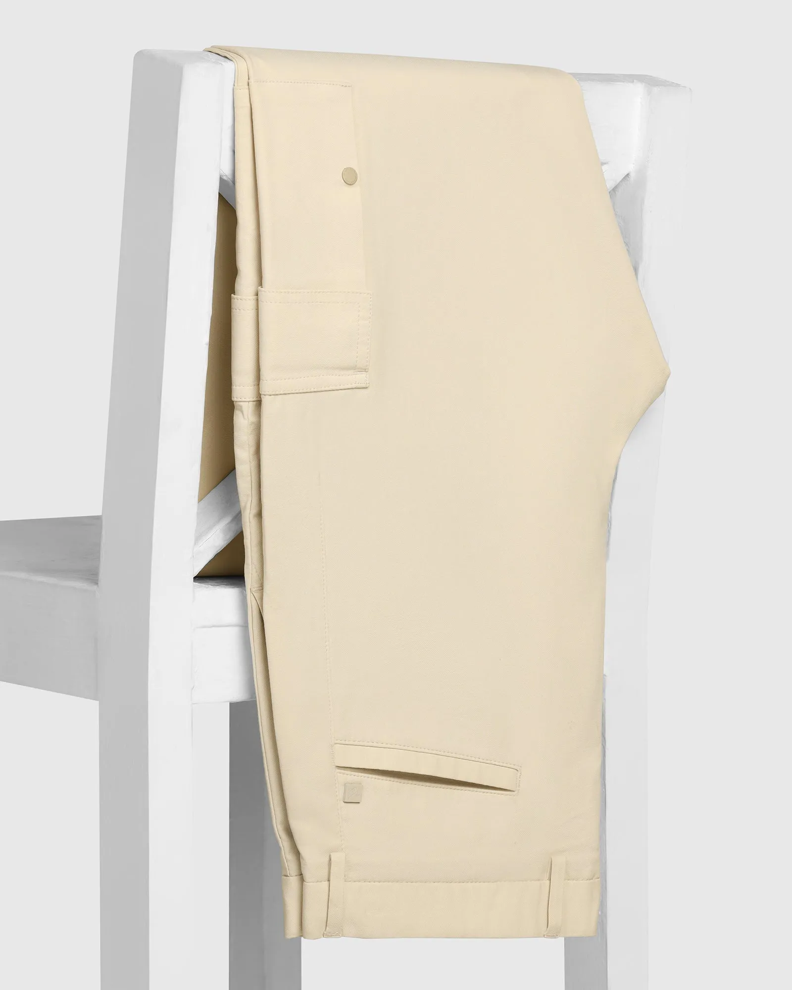 Stylish Cut Cozy Feel TechPro Sneaker Fit Casual Beige Solid Khakis - Andy