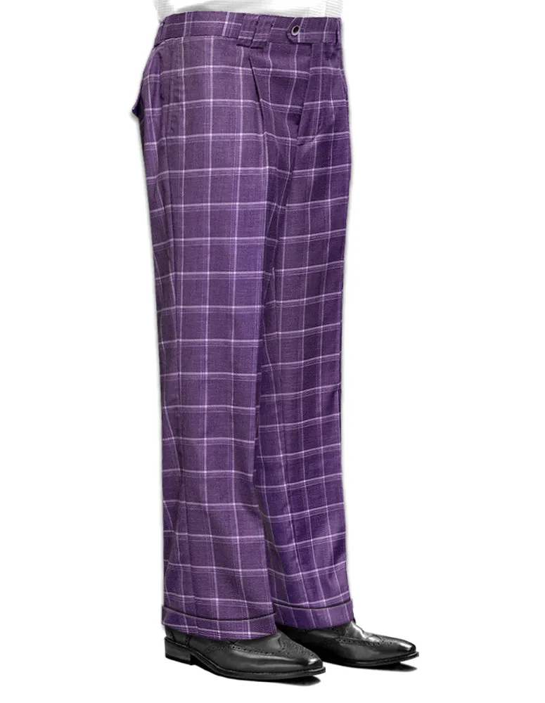 LowProfileTopstitching Quality Material MAUVE PLAID WIDE LEG DRESS PANTS