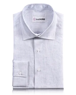 Blue White Pencil Stripes Linen Shirt Multi-Purpose Wear NoSlipTrims