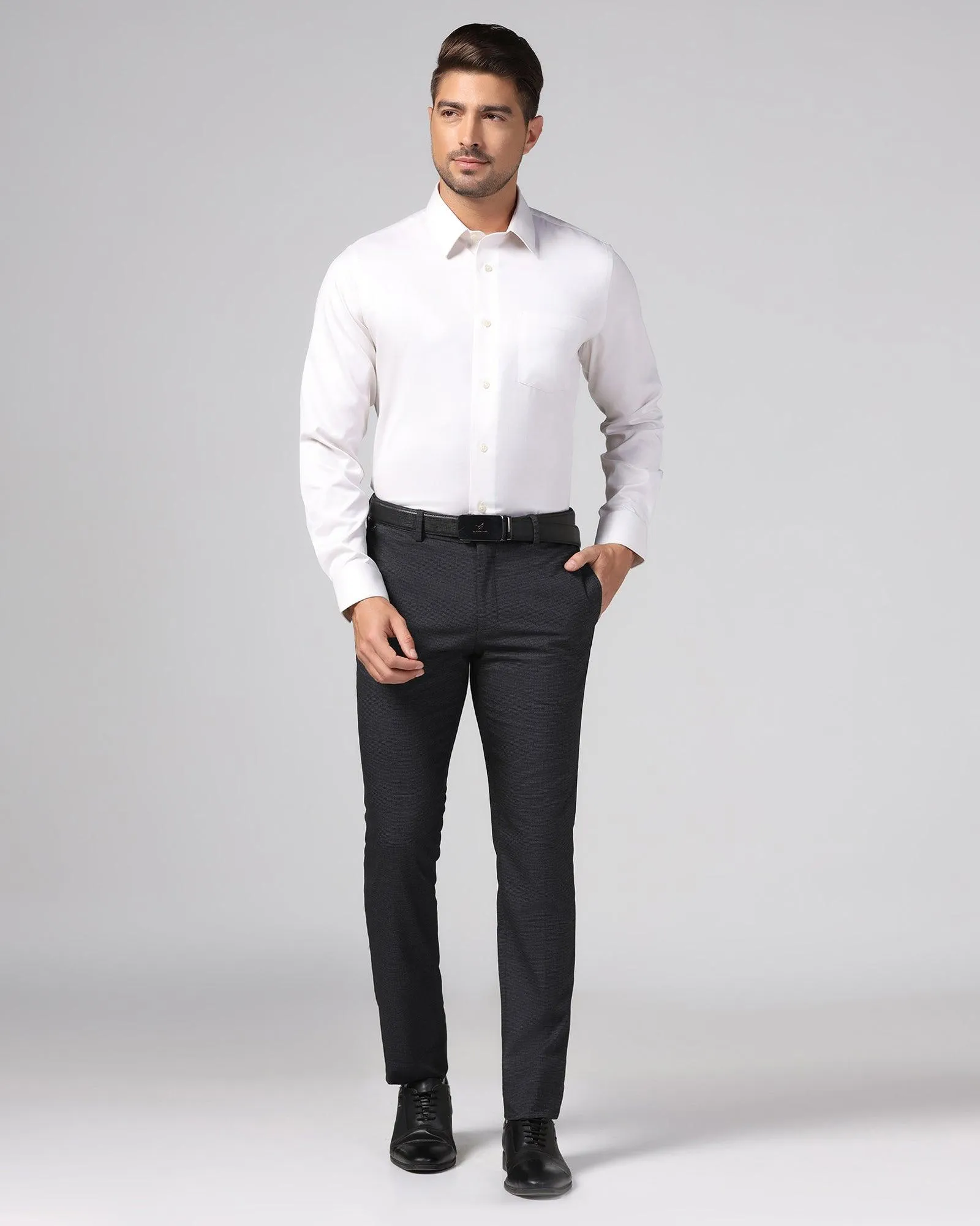 Active Layer Slim Fit B-91 Formal Black Textured Trouser - Ford