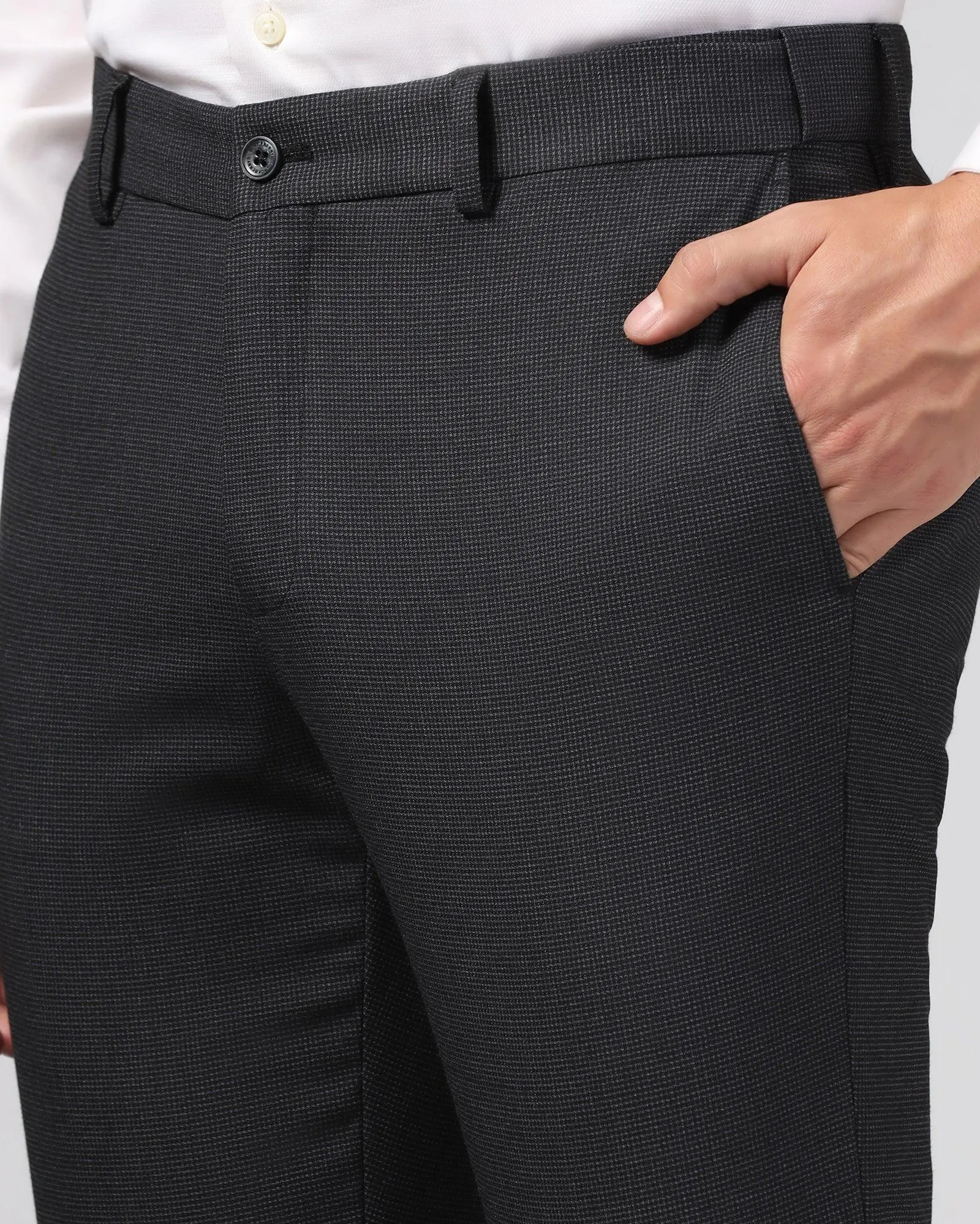 ThermalInsulation Day To Night Slim Fit B-91 Formal Black Textured Trouser - Ford
