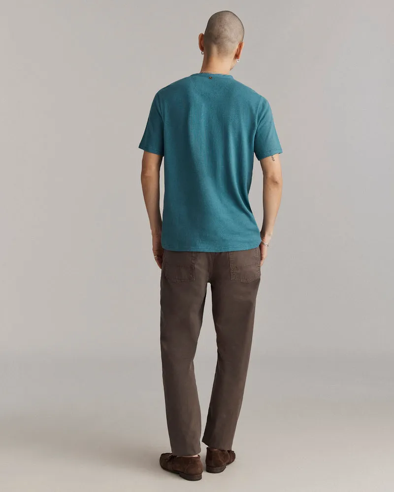 Hemp SS Cotton Henley - Washed Lake Blue QuickDrying Elite Vibe