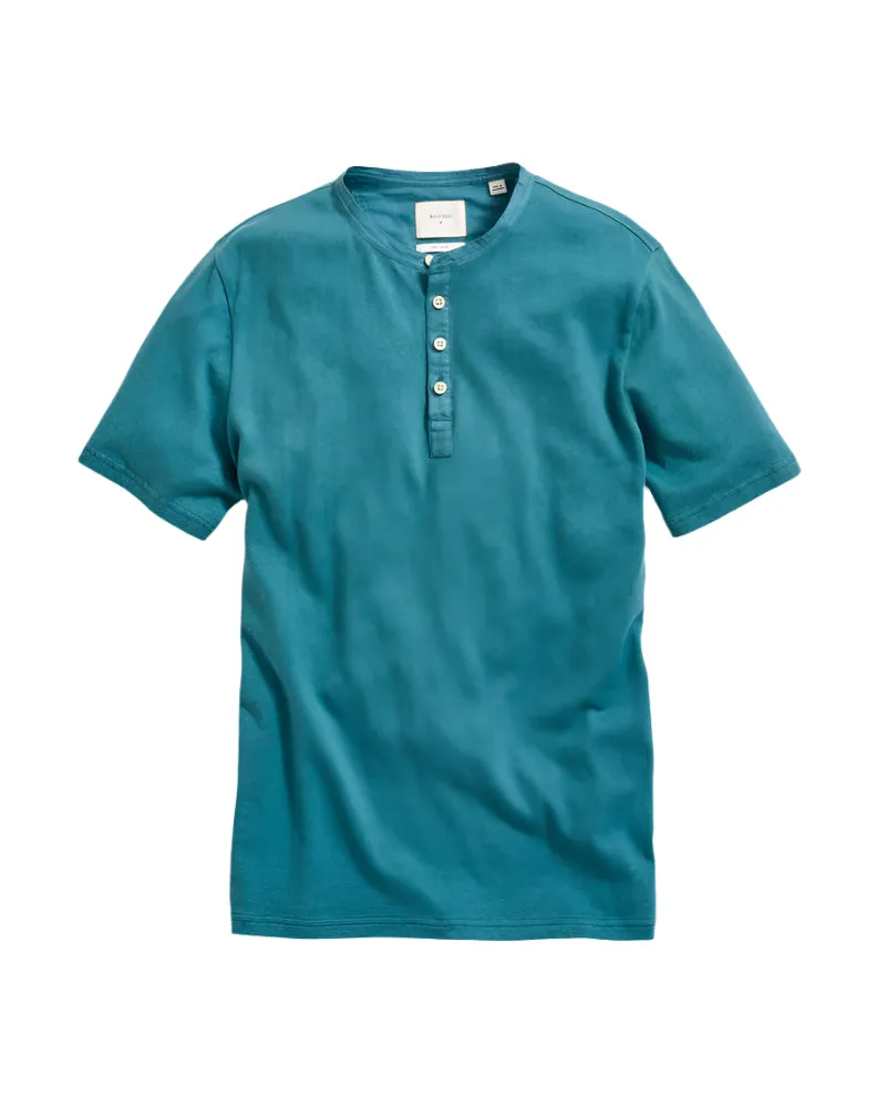 Hemp SS Cotton Henley - Washed Lake Blue Flexible Fit