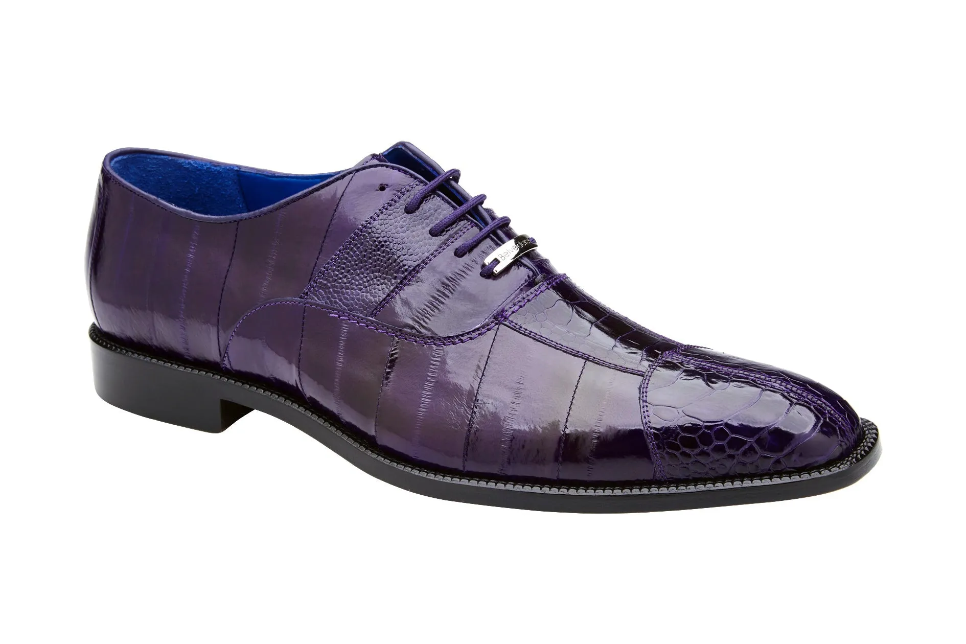 Soft Collar Lining Belvedere - Mare, Genuine Ostrich and Eel Dress Shoe - Purple - 2P7 (IN STORE)