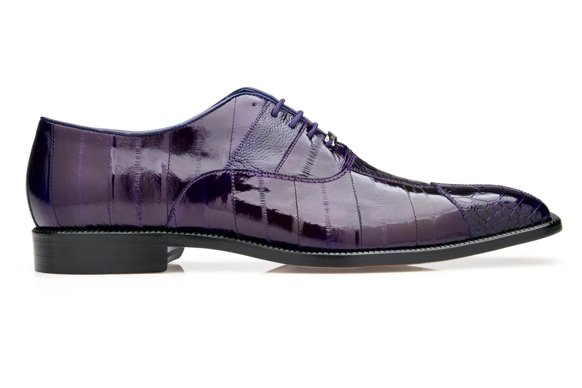 Belvedere - Mare, Genuine Ostrich and Eel Dress Shoe - Purple - 2P7 (IN STORE) Abrasion resistant