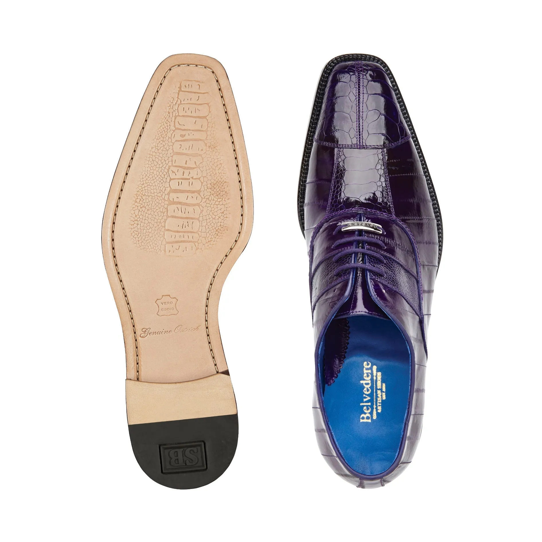 Lightweight Design Workout Belvedere - Mare, Genuine Ostrich and Eel Dress Shoe - Purple - 2P7 (IN STORE)