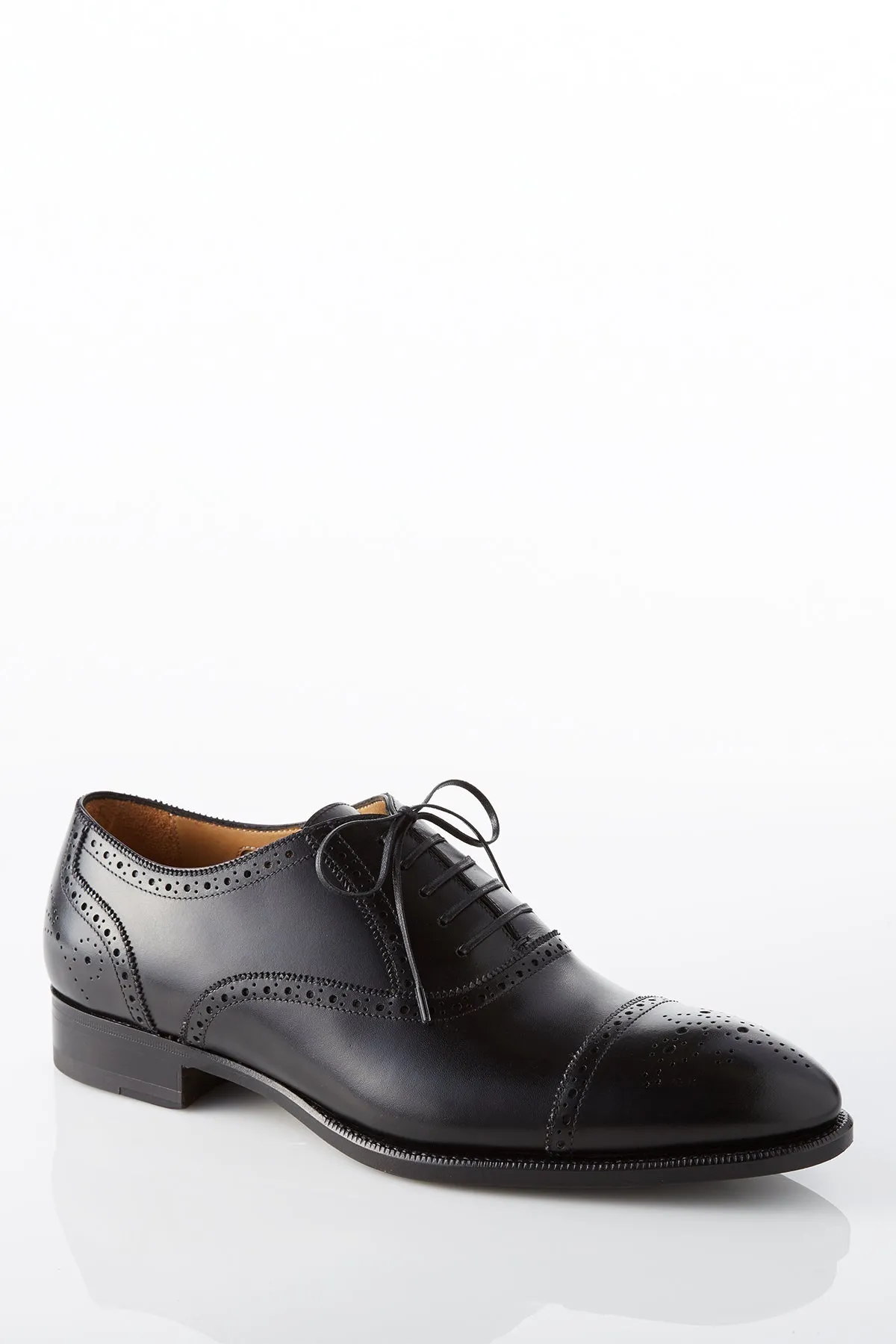 David August Leather Brogue Oxford in Black Island Vibe Firm Lock