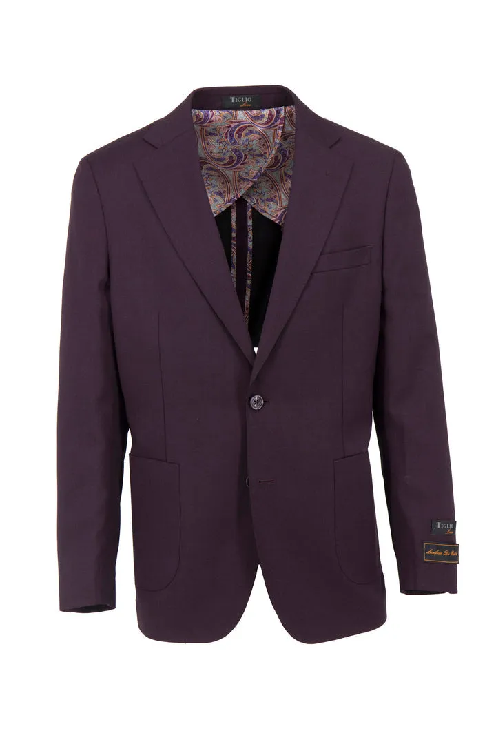 Windproof Construction Plaid Design Tiglio Luxe Plum Dolcetto/THP Modern Fit half lined, Pure Wool Jacket TL5591