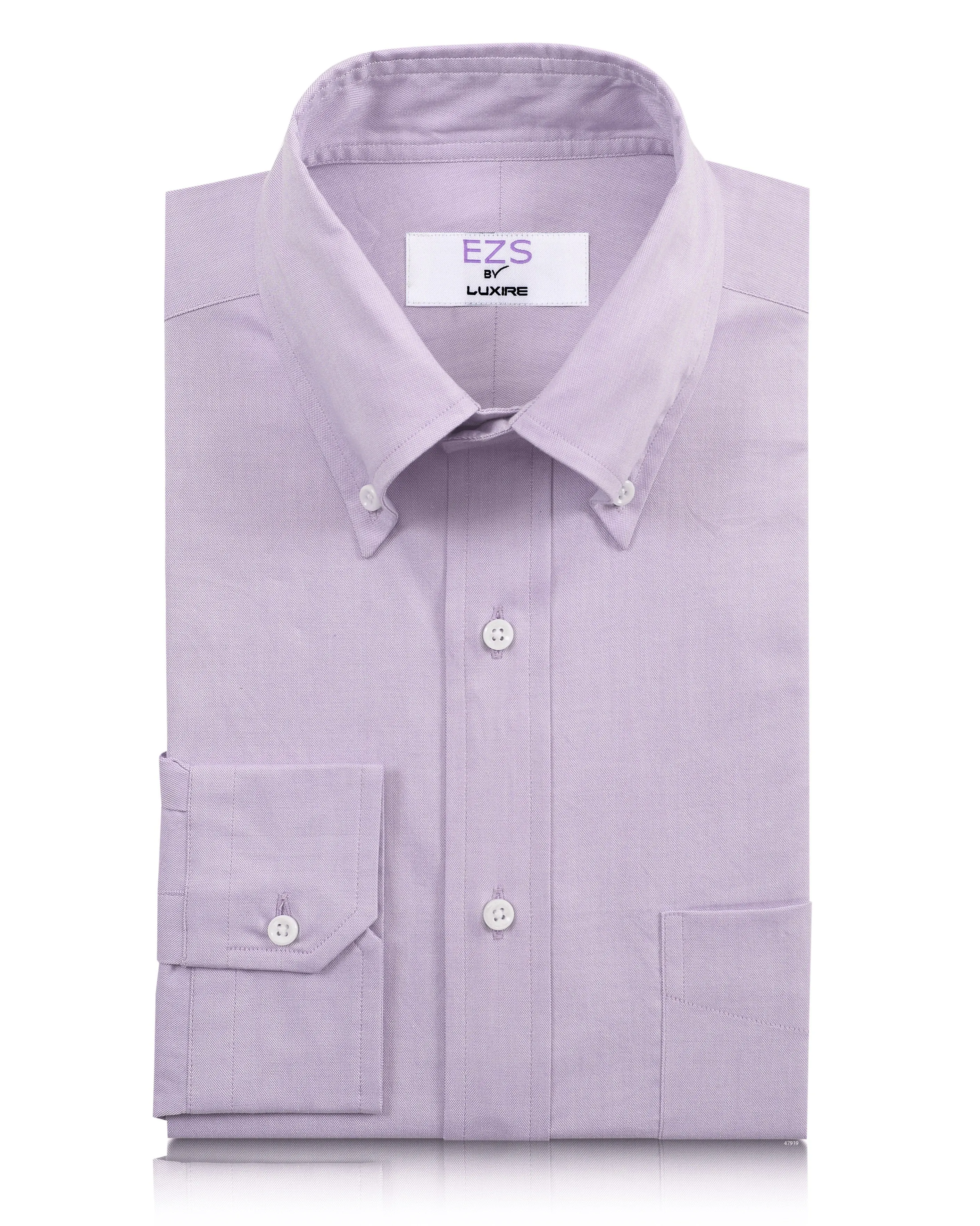 Sustainable Material Pure Cotton EZS Lilac Pinpoint Oxford Shirt