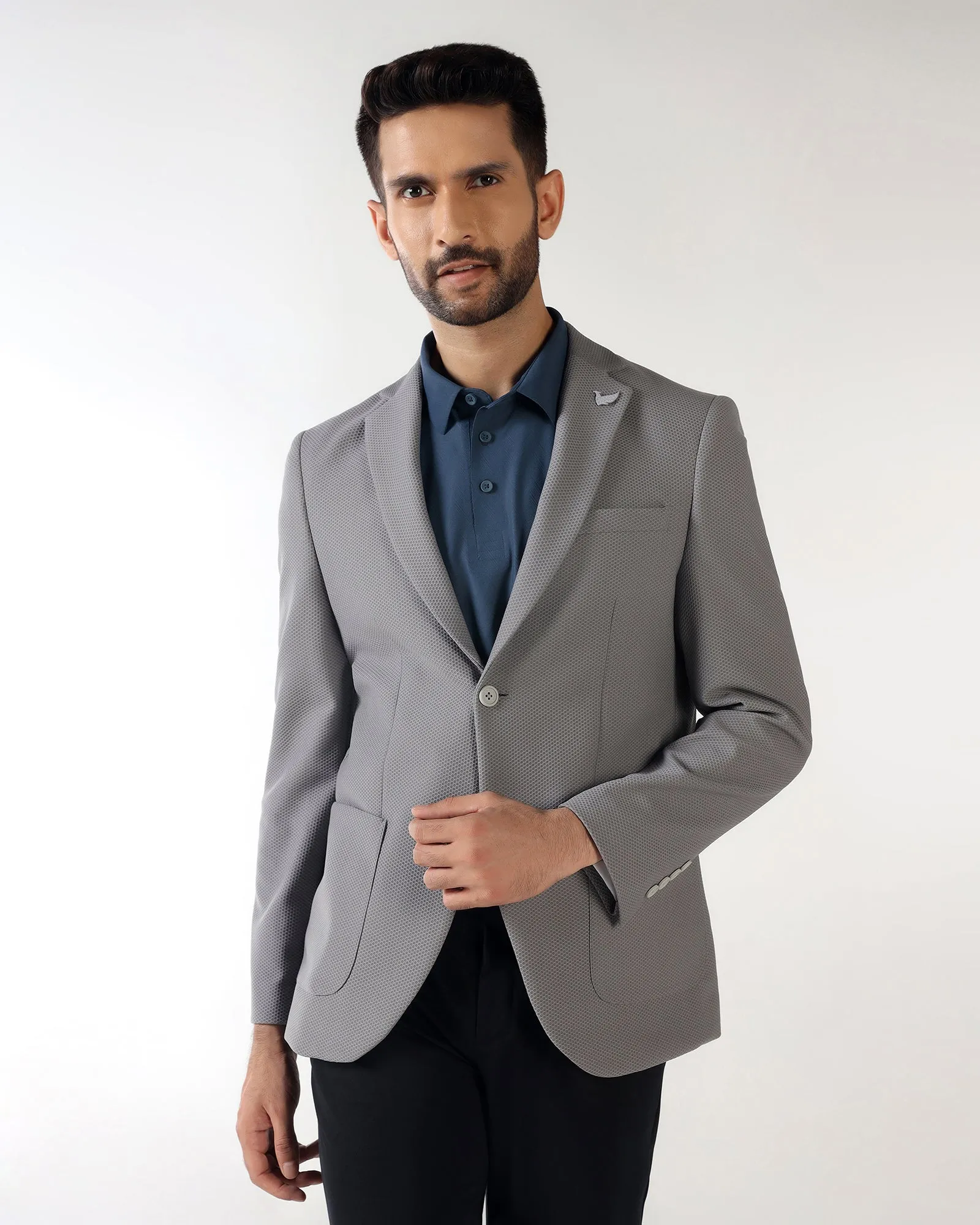Easy Layering Breathable fabric tech Dark Grey TechPro Textured Blazer - Bowmore