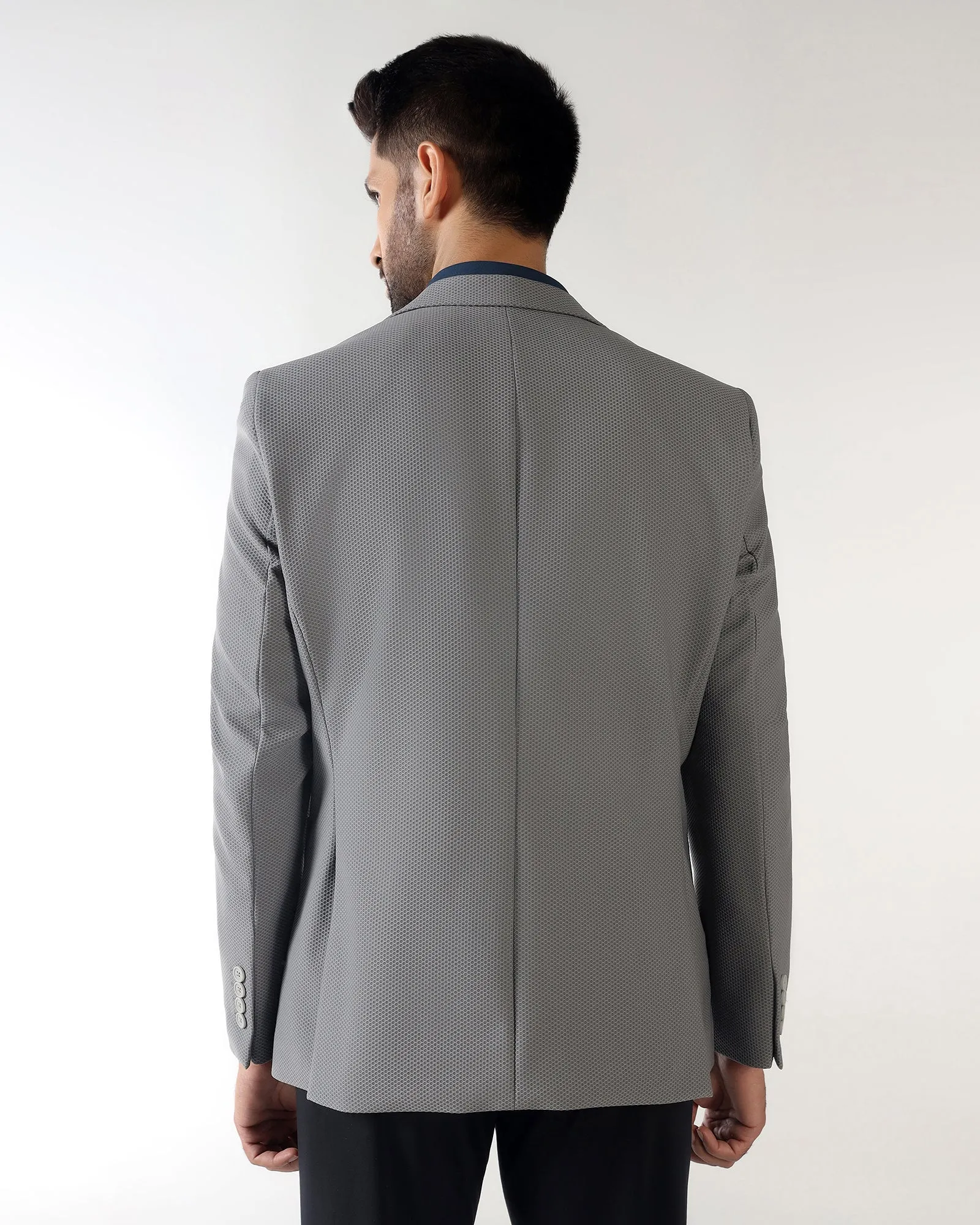 Dark Grey TechPro Textured Blazer - Bowmore Minimal Travel Look One Color