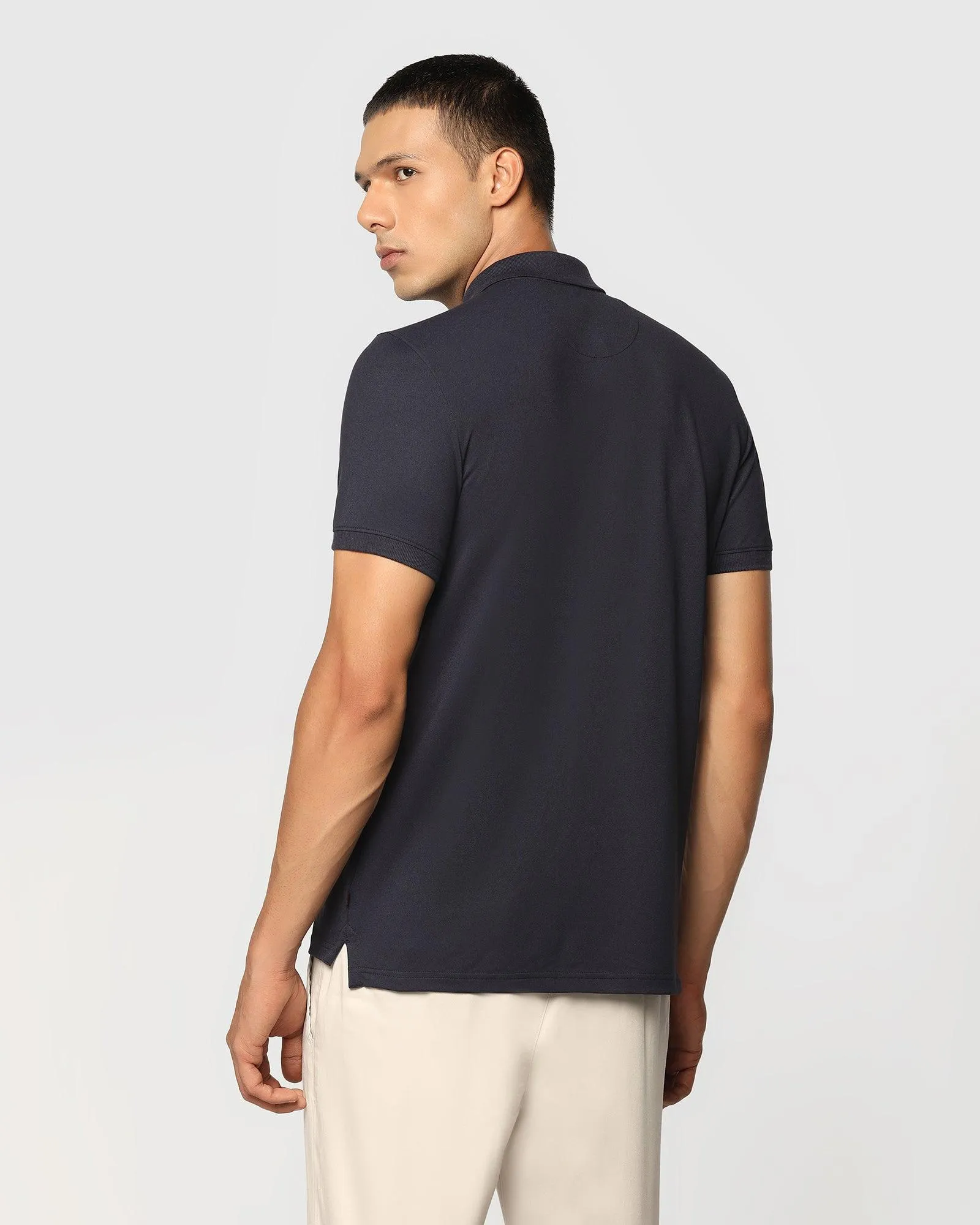 UV-Resistant Relaxed Fit Navy Must Haves Solid Polo - Yukii