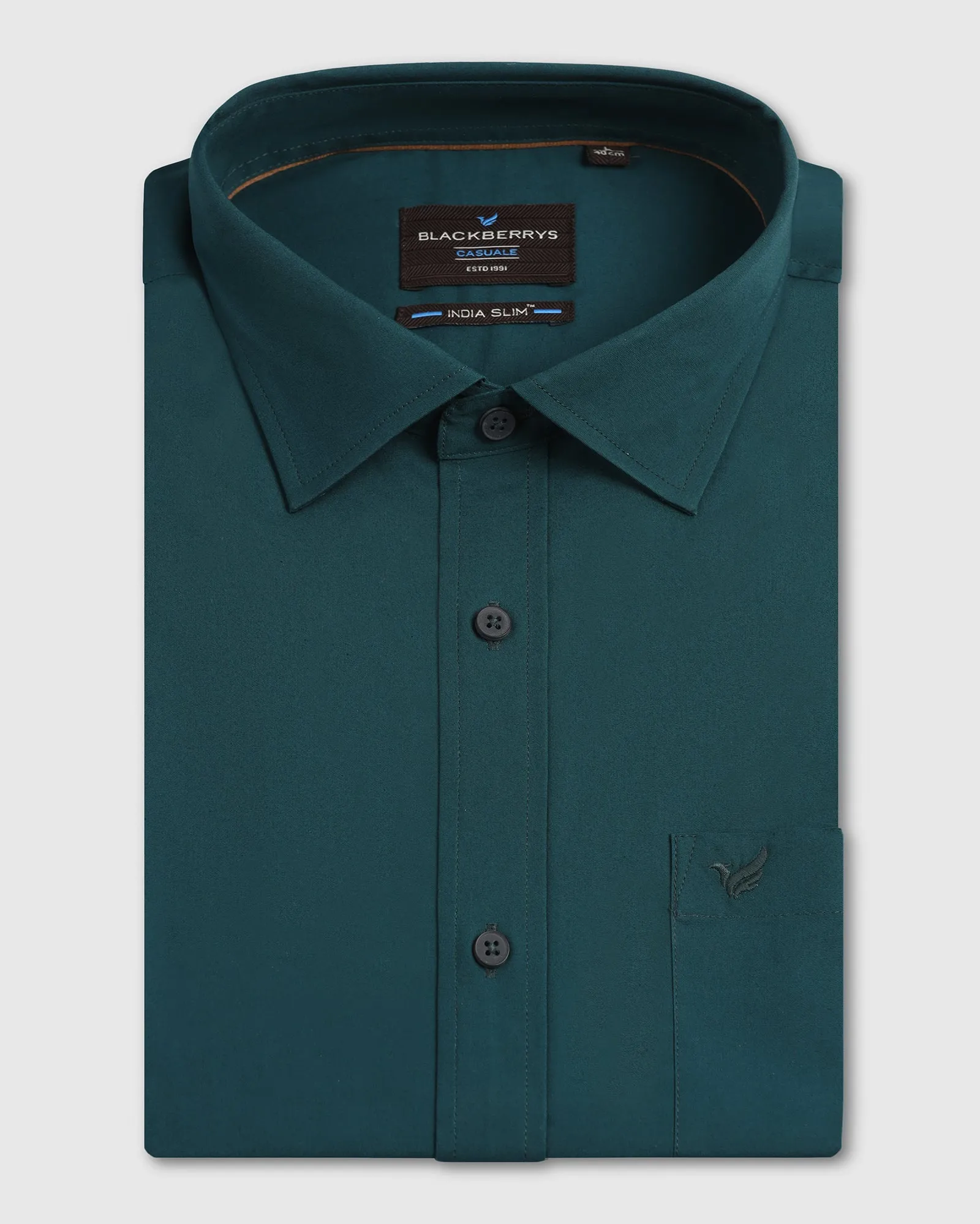 Pre Shrunk Cotton Blend Non Irritating Tags Beetle Solid Shirt - Lujo