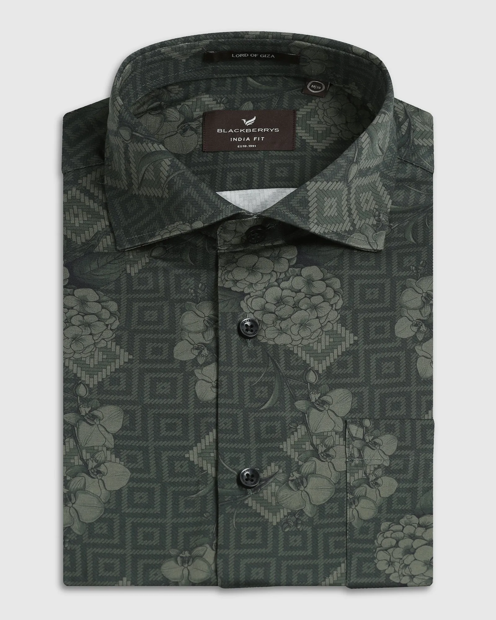 Green Printed Shirt - Pristine Flexible Material Easy Care