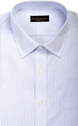 Wilkes and Riley Classic Fit Button Down Dress Shirt in Sky/Grey Twill Check Trendy Pattern