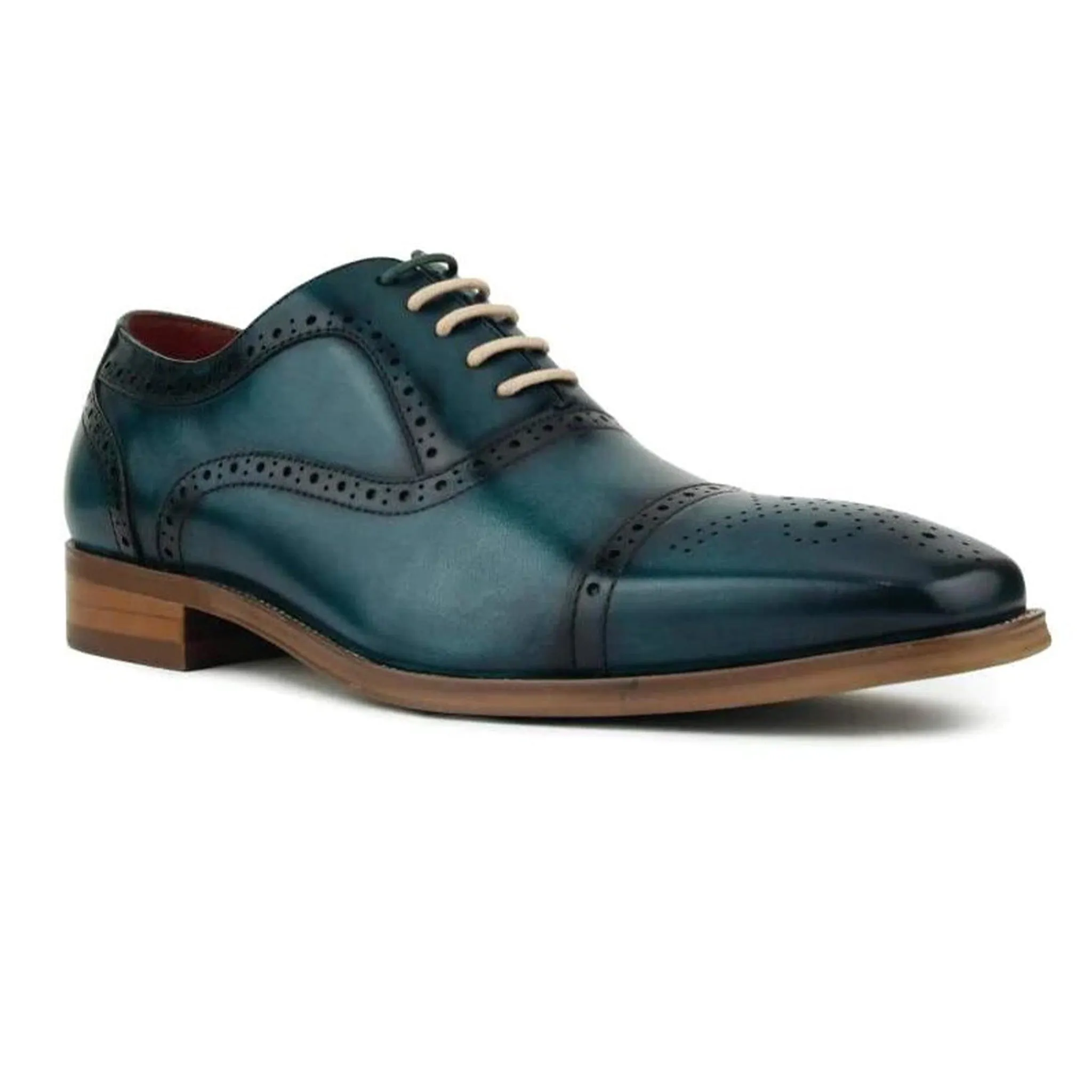 windproof Turquoise Leather Oxford Shoes
