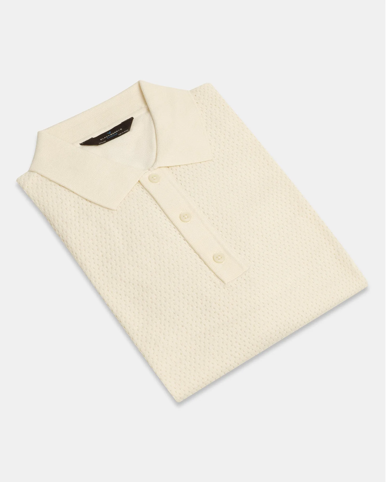 Sleek Design Polo Powder Yellow Textured T-Shirt - Mesh