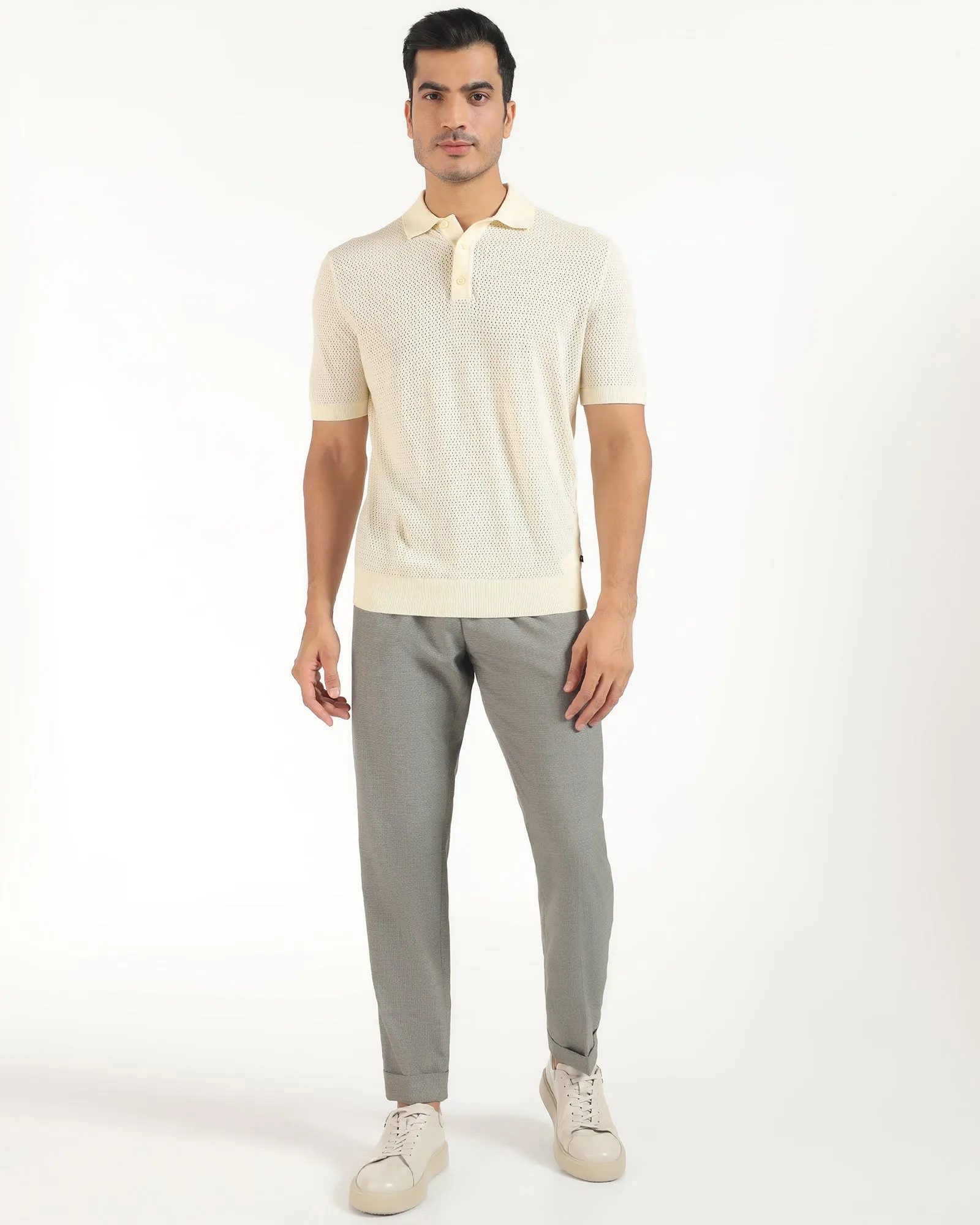 Polo Powder Yellow Textured T-Shirt - Mesh Chill Layer