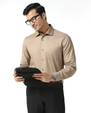 Beige Jacquard Shirt - Romeo Comfort Stretch Day-To-Night Wear