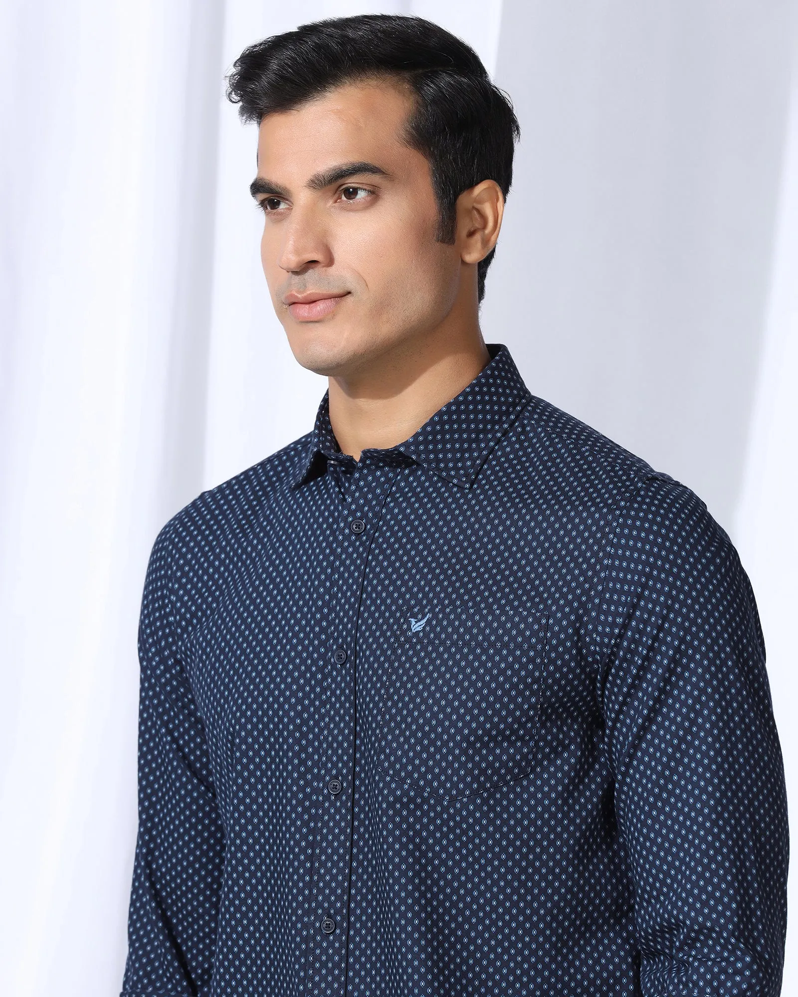 Casual Navy Printed Shirt - Renan color block