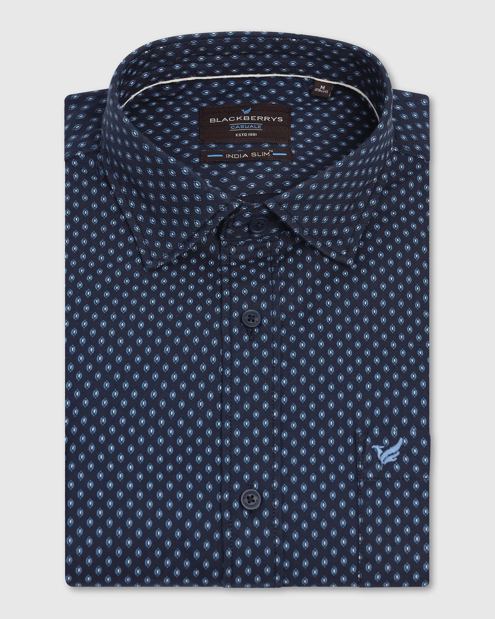 Casual Navy Printed Shirt - Renan Quick Dry Technology
