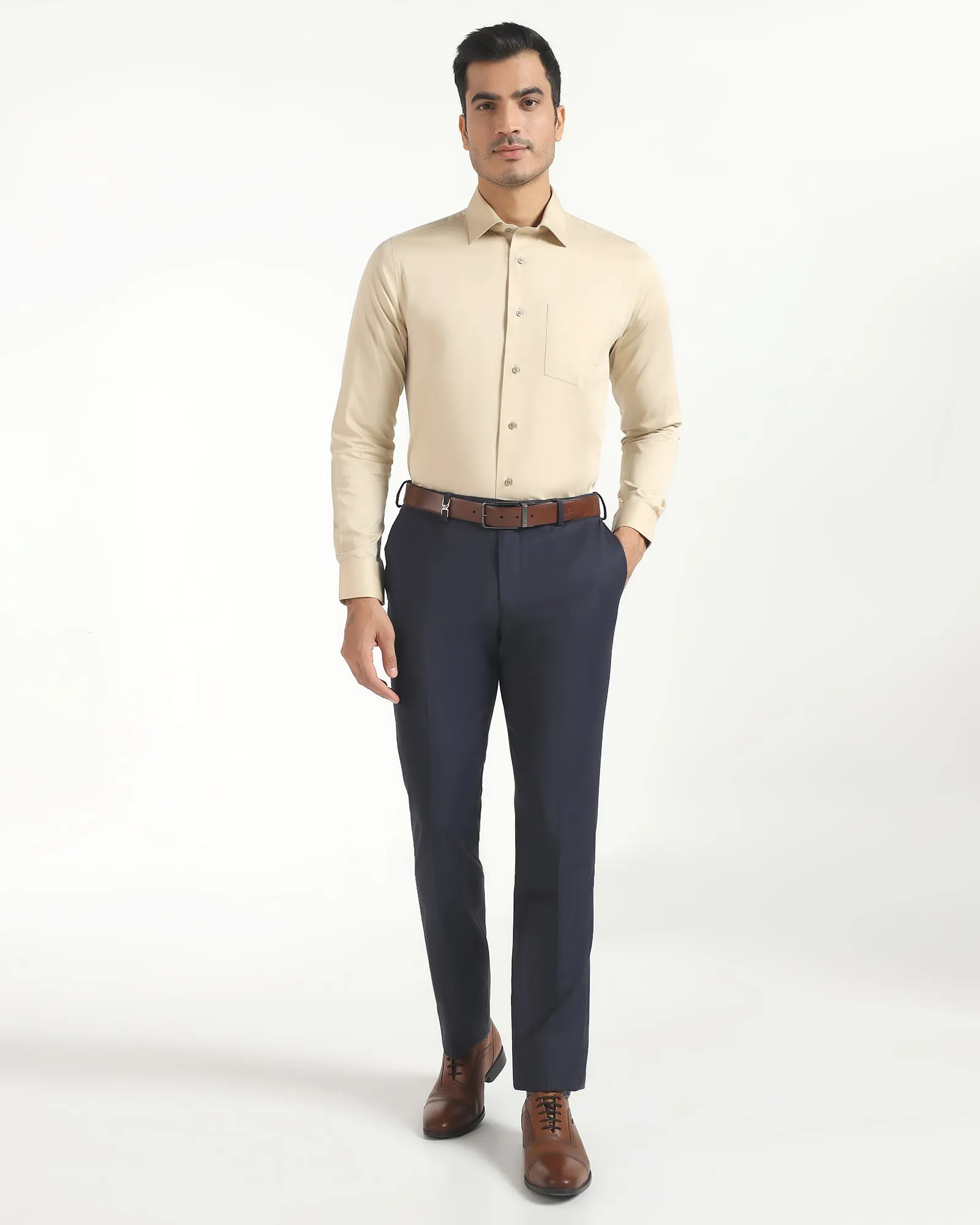 Slim Design Stretchable Fit Slim Comfort B-95 Luxe Formal Navy Solid Trouser - Lamborghini