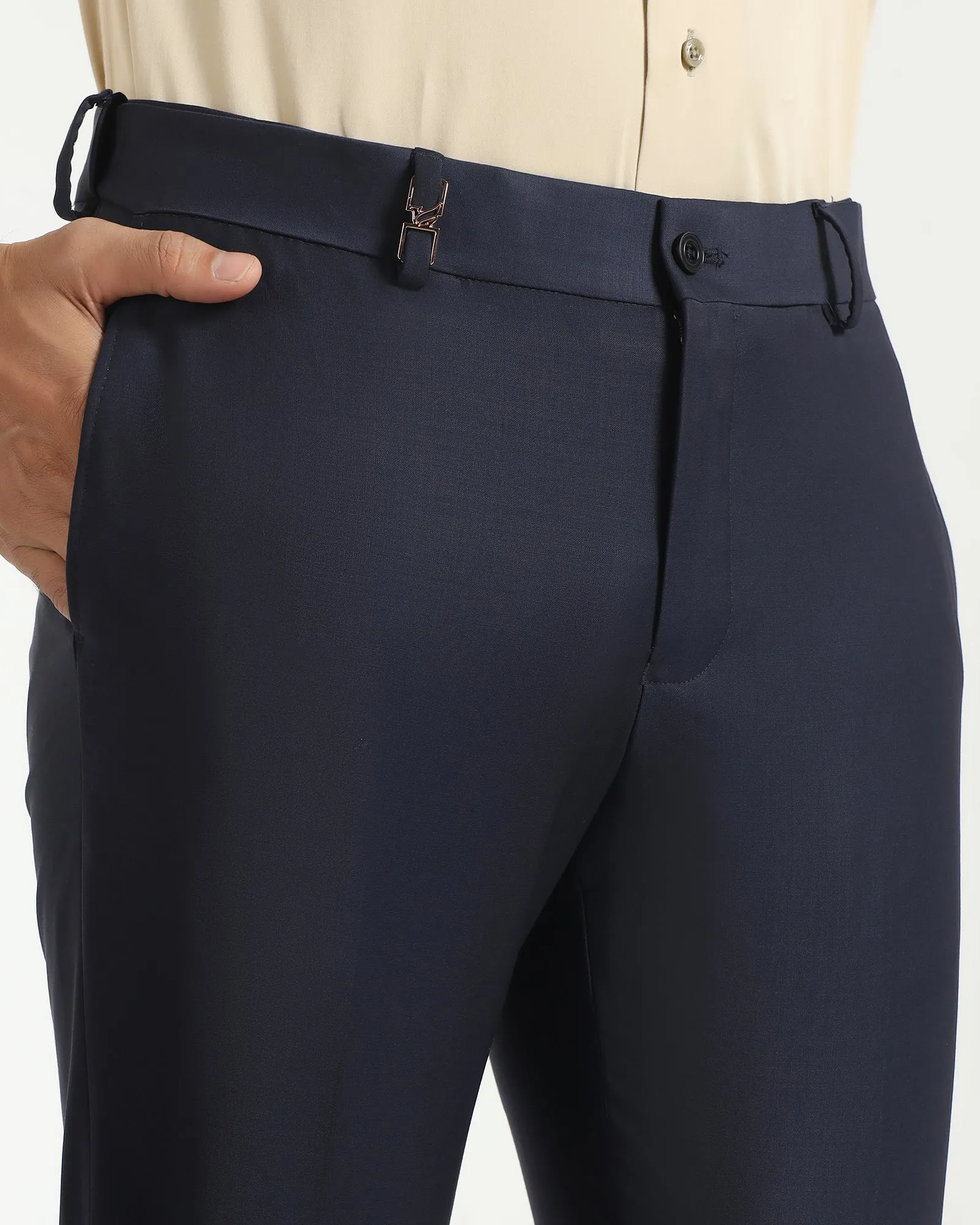 Slim Comfort B-95 Luxe Formal Navy Solid Trouser - Lamborghini Ultra Stretch Neutral Look