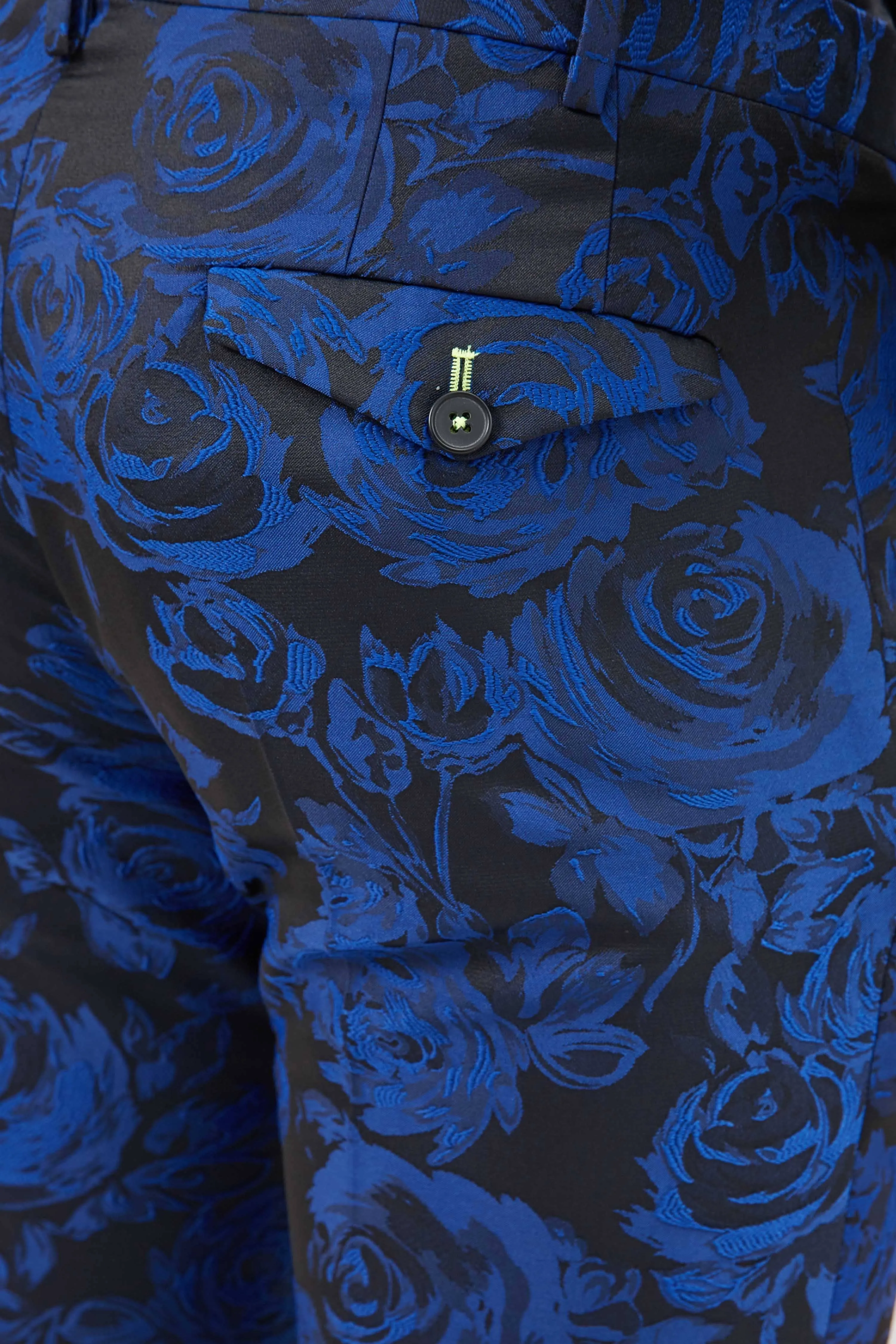 Accessory Fashion Ersat Skinny Fit Blue Floral Tuxedo Trousers