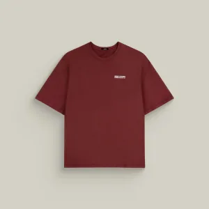 Commissioned Cumulus Drop Shoulder T-Shirt - Maroon Inner Glow