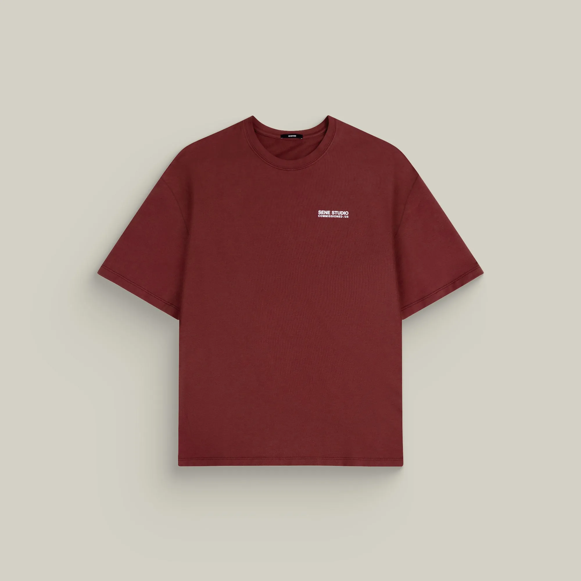 Commissioned Cumulus Drop Shoulder T-Shirt - Maroon Sporty Dress EcoFriendlyTextiles