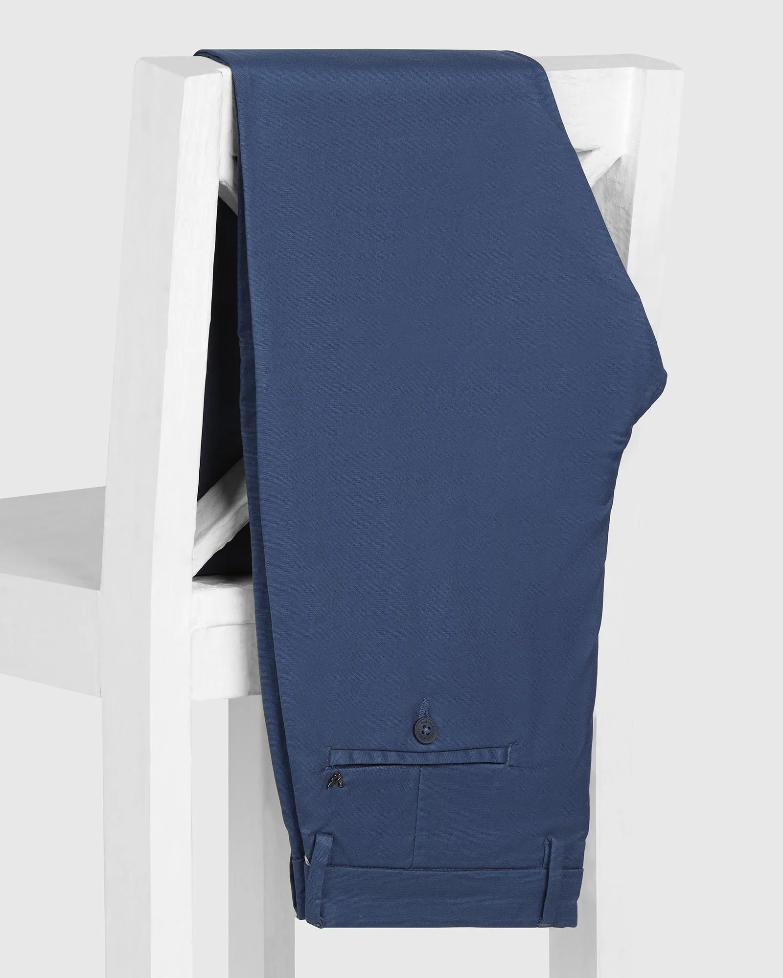Sporty Comfort Wear Slim Comfort B-95 Casual Blue Solid Khakis - Androit