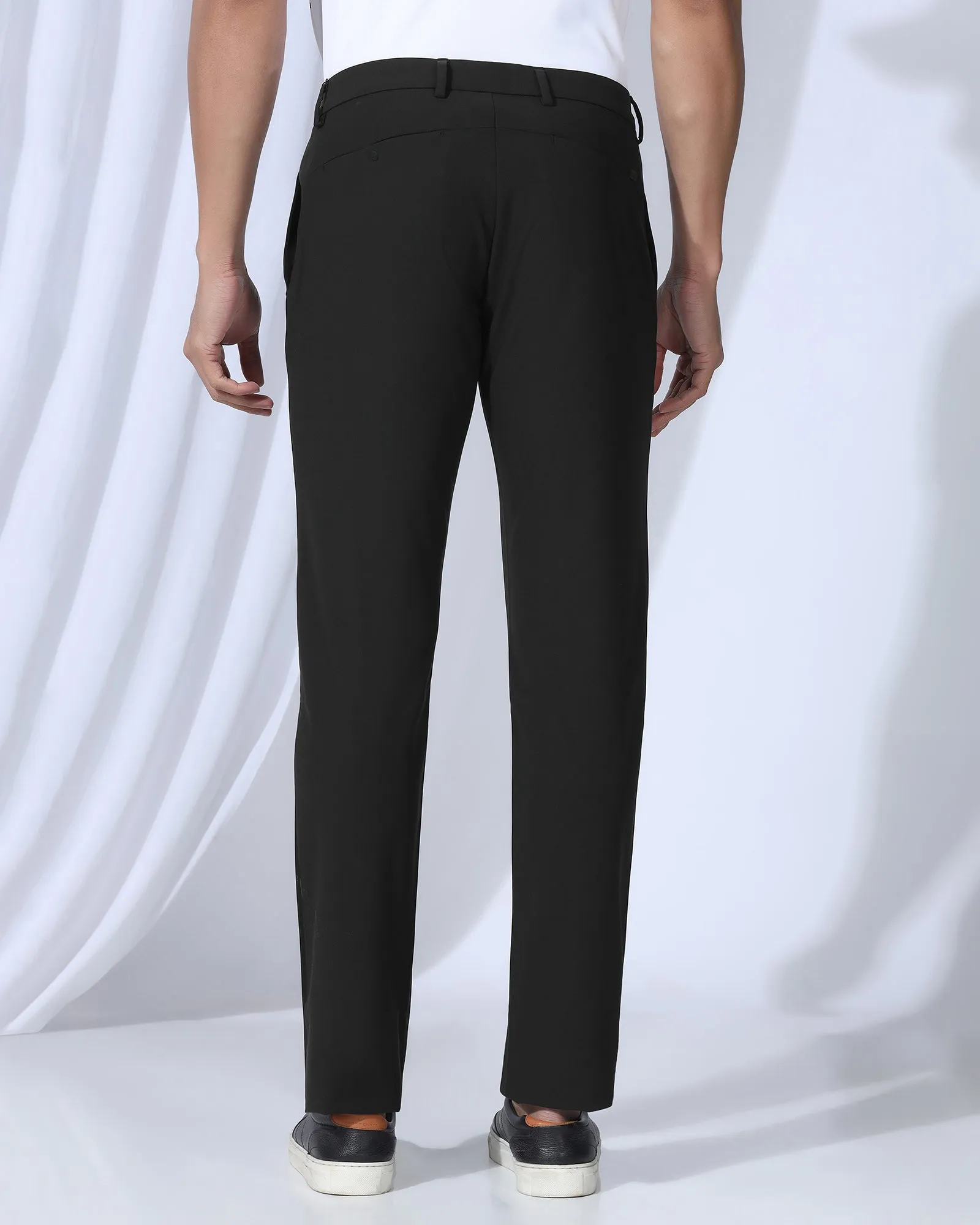 TechPro Slim Fit B-91 Casual Black Solid Khakis - Gary FunctionalZipper Slim Waist