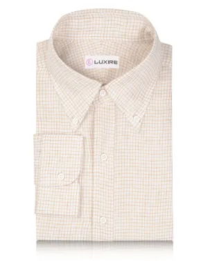 Linen:Tan Cream Rectangle Graph Checks Stretch Ease Easy Go