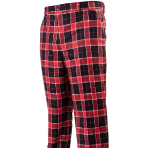 Plaid Red Black White Windowpane Pants Simple Cut
