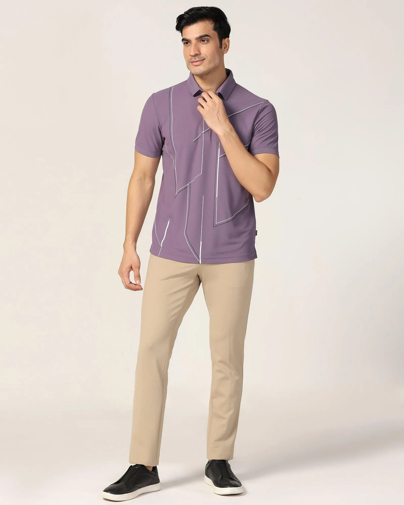 TechPro Super Slim Phoenix Formal Beige Textured Trouser - Meteor Slim Comfort