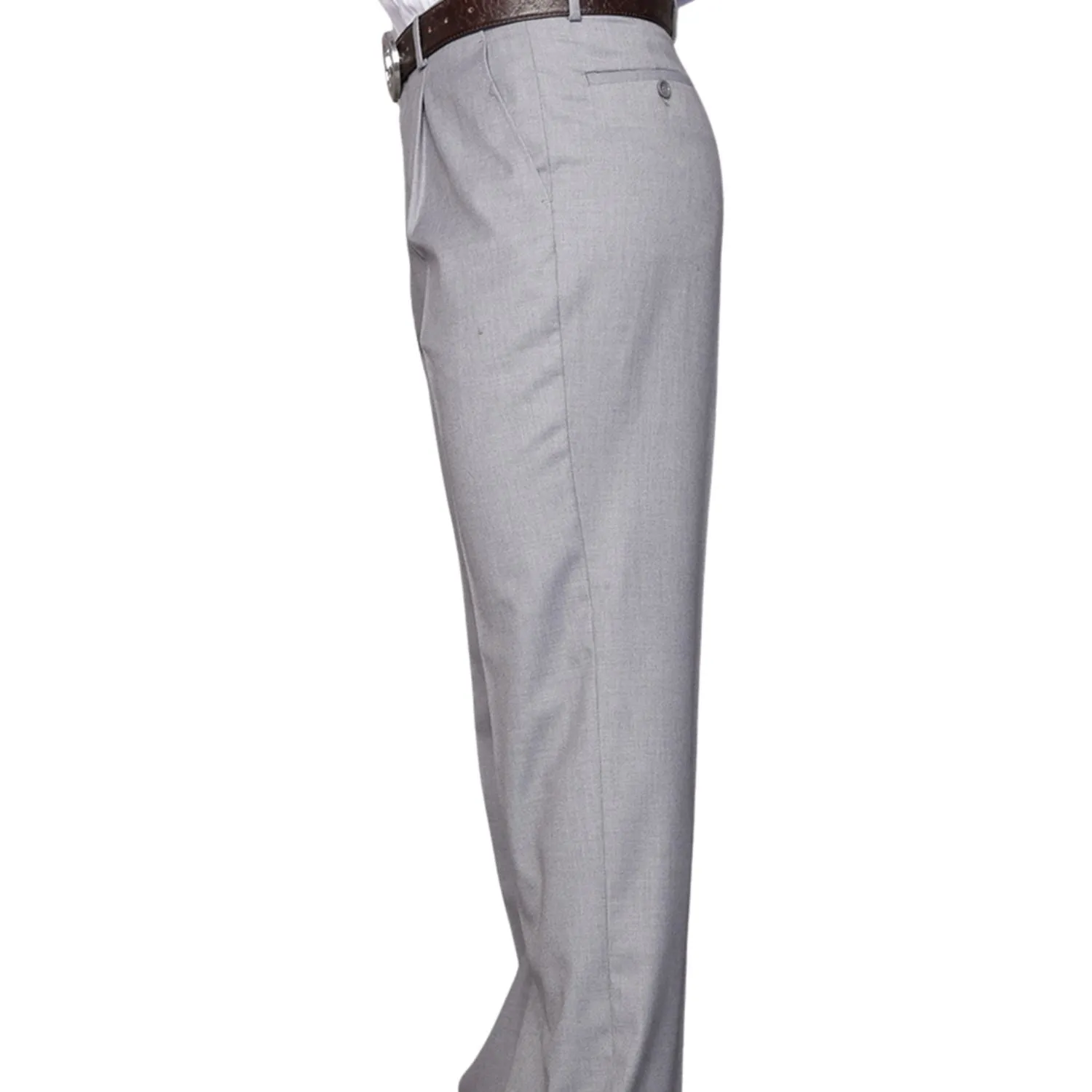 Dubhe Collection: Grey Pleated Wool Pants Double Stitched