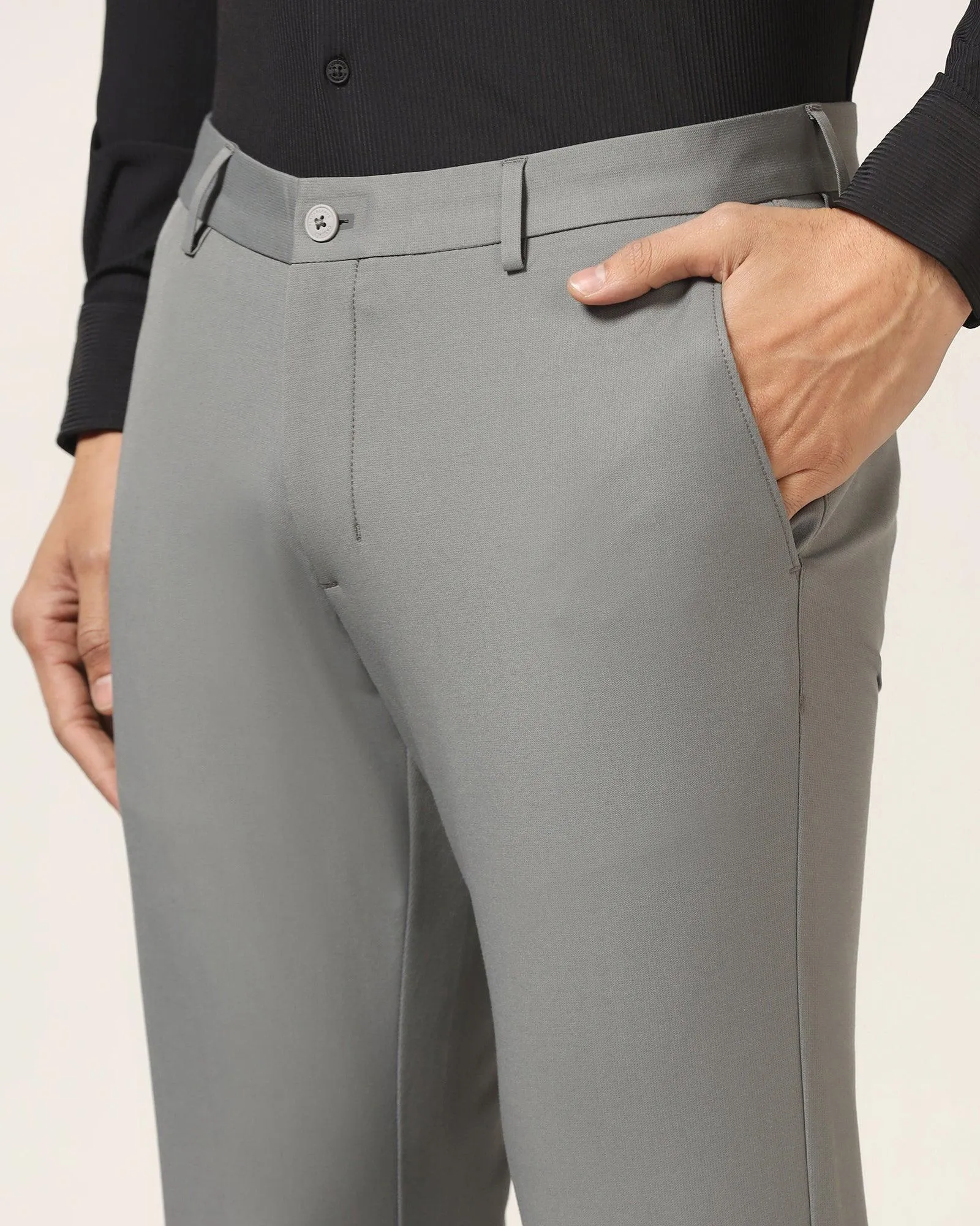 Pocket Reinforcement TechPro Slim Fit B-91 Casual Dark Grey Solid Khakis - Borros